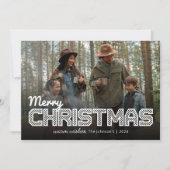 タイポグラフィモダンメリークリスマス家族の写真 シーズンカード (正面)