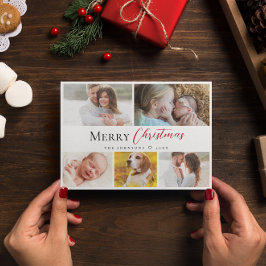タイポグラフィモダンメリークリスマス複数の写真 シーズンカード