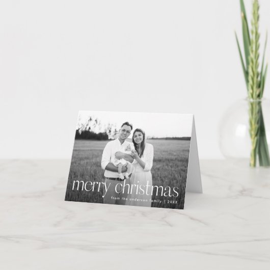 タイポグラフィモダンメリークリスマス2写真 シーズンカード (正面)