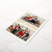 タイポグラフィモダンメリークリスマス3枚写真 箔シーズンカード (回転した状態)