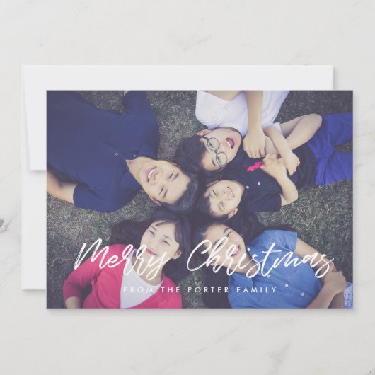 タイポグラフィモダンメリークリスマス4写真 シーズンカード (正面)
