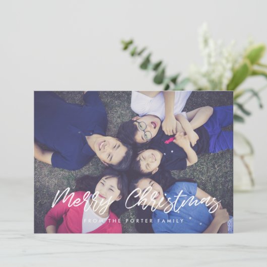 タイポグラフィモダンメリークリスマス4写真 シーズンカード (スタンド正面)