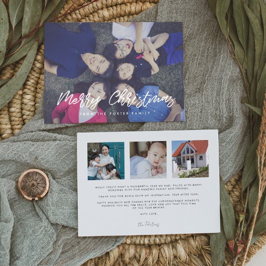 タイポグラフィモダンメリークリスマス4写真 シーズンカード