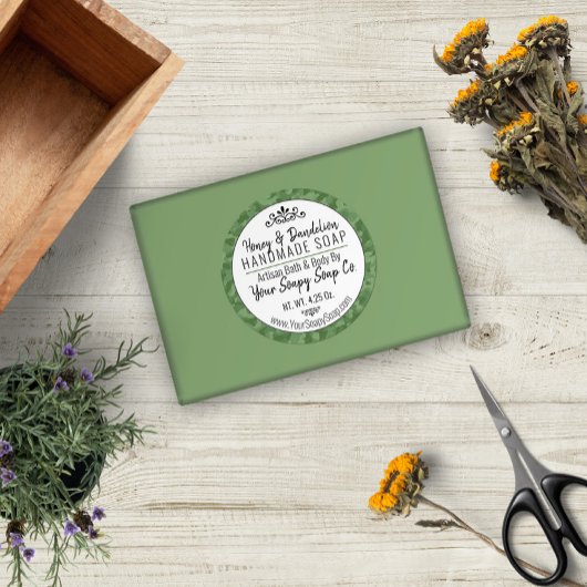 タイポグラフィモダンメンズソープグリーンカモフラージュ ラウンドシール