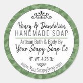 タイポグラフィモダンメンズソープグリーンカモフラージュ ラウンドシール (正面)