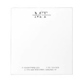 タイポグラフィモダンモノグラム白黒事業 ノートパッド (正面)