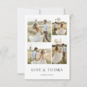 タイポグラフィモダンラヴ感謝していと5写真結婚s サンキューカード (正面)