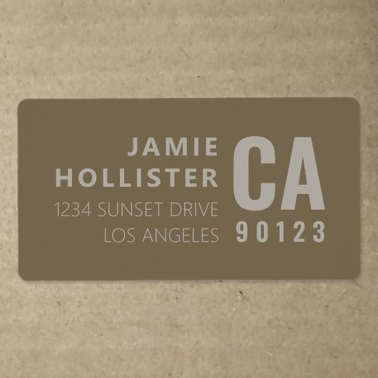 タイポグラフィモダンルック |ブラウン/タン差出人住所 ラベル