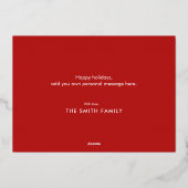 タイポグラフィモダンレッド金ゴールドメリークリスマス 箔シーズンカード (裏面)