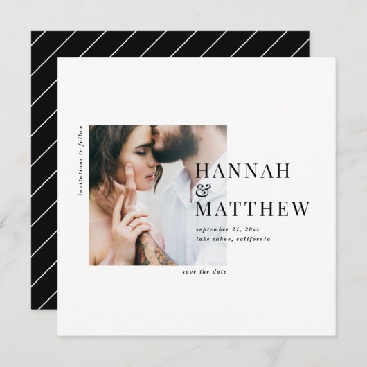 タイポグラフィモダン写真の結婚式の日付を保存 シーズンカード (正面/裏面)