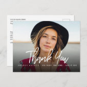 タイポグラフィモダン写真卒業ありがとう 案内ポストカード (正面/裏面)