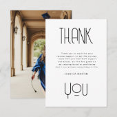 タイポグラフィモダン写真卒業パーティー招待状 サンキューカード (正面/裏面)
