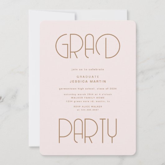 タイポグラフィモダン写真卒業パーティー招待状 招待状 (正面)