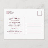 タイポグラフィモダン写真重ね卒業パーティー 案内ポストカード (裏面)