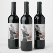 タイポグラフィモダン応援とフォトワインラベル ワインラベル (ボトル)
