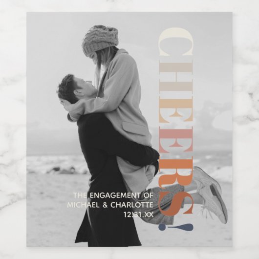 タイポグラフィモダン応援とフォトワインラベル ワインラベル (シングルラベル)