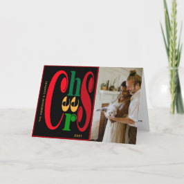 タイポグラフィモダン応援フォトホリデー シーズンカード