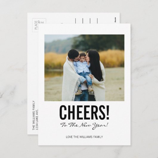 タイポグラフィモダン応援年賀はがき シーズンポストカード (正面/裏面)