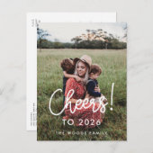 タイポグラフィモダン応援2026年新年の写真 ポストカード (正面/裏面)