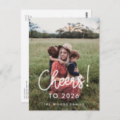 タイポグラフィモダン応援2026年新年の写真 ポストカード (正面/裏面)