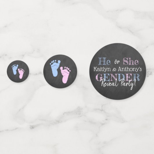 タイポグラフィモダン性差別パーティーを明らかにする！赤ちゃんシャワー コンフェッティ (裏面)