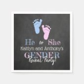 タイポグラフィモダン性差別パーティーを明らかにする！赤ちゃんシャワー スタンダードカクテルナプキン (正面)