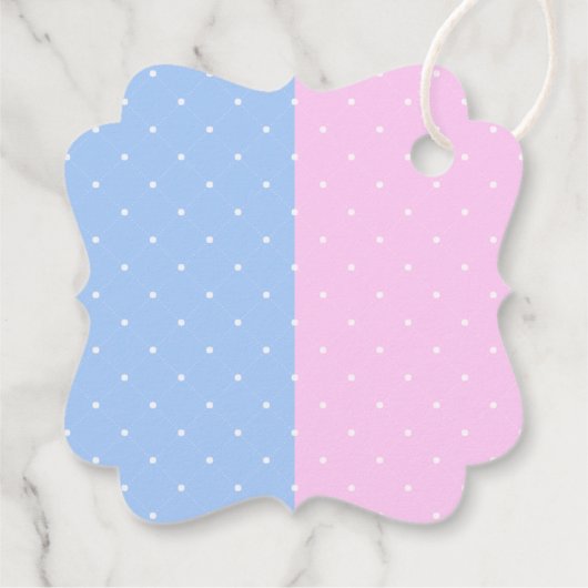 タイポグラフィモダン性差別パーティーを明らかにする！赤ちゃんシャワー フェイバータグ (裏面)