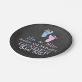 タイポグラフィモダン性差別パーティーを明らかにする!赤ちゃんシャワー ペーパープレート (アングル)