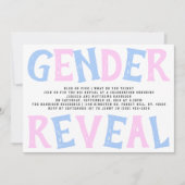 タイポグラフィモダン性差別パーティーを明らかにする!赤ちゃんシャワー 招待状 (正面)