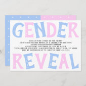 タイポグラフィモダン性差別パーティーを明らかにする！赤ちゃんシャワー 招待状 (正面/裏面)