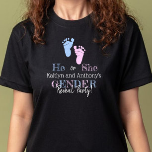 タイポグラフィモダン性差別パーティーを明らかにする！赤ちゃんシャワー Tシャツ
