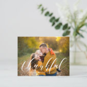 タイポグラフィモダン感謝祭の写真 シーズンポストカード (スタンド正面)