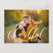 タイポグラフィモダン感謝祭の写真 シーズンポストカード (正面)