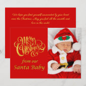 タイポグラフィモダン新生児クリスマスホリデーフォト シーズンカード (正面/裏面)