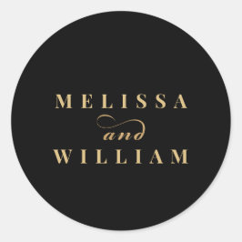 タイポグラフィモダン新郎新婦シール ラウンドシール