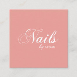 タイポグラフィモダン爪、 ネイル「名称」別QRコードサンゴ スクエア名刺