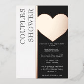 タイポグラフィモダン白黒カップルシャワー 箔招待状 (正面)