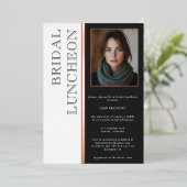 タイポグラフィモダン白黒フォトブライダルランチ 箔招待状 (立ち正面)