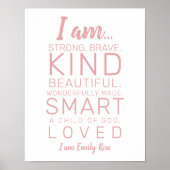 タイポグラフィモダン私は優しい、ブレイブピンク子供部屋 ポスター (正面)