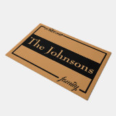 タイポグラフィモダン結婚夫婦ギフトブラック ドアマット (アングル)