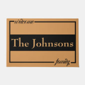 タイポグラフィモダン結婚夫婦ギフトブラック ドアマット (正面)