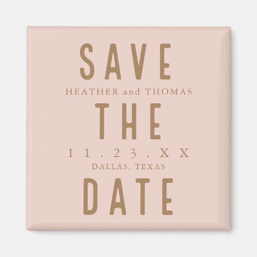 タイポグラフィモダン結婚式の日付の保存 マグネット (正面)