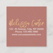 タイポグラフィモダン美しいメイクアップアーティストラッシュズ スクエア名刺 (裏面)