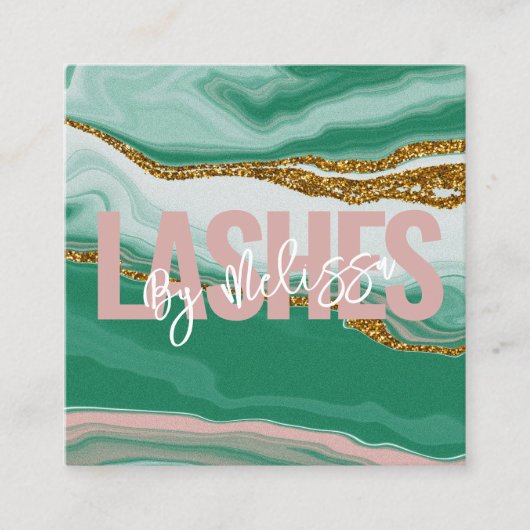 タイポグラフィモダン美しいメイクアップアーティストラッシュズ スクエア名刺 (正面)