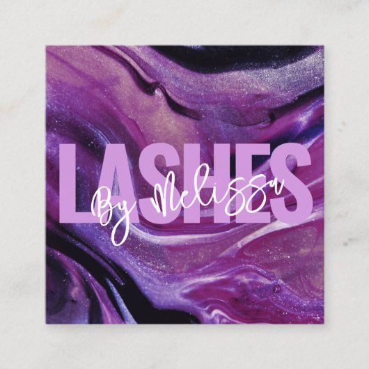 タイポグラフィモダン美しいメイクアップアーティストラッシュズ スクエア名刺 (正面)