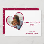 タイポグラフィモダン赤いハートフォトバレンタインデー シーズンカード (正面/裏面)