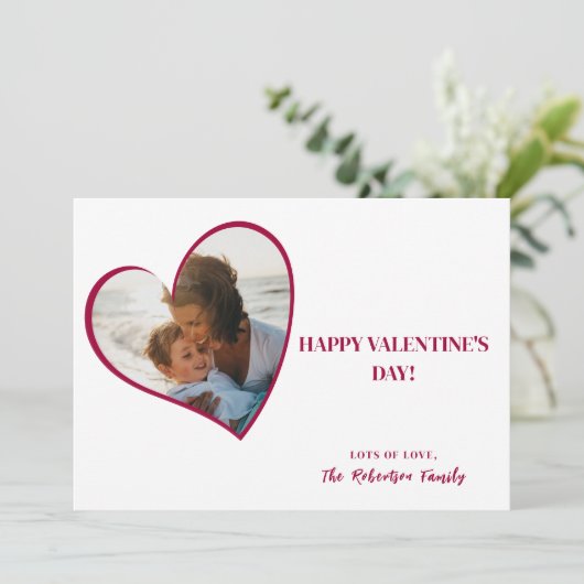 タイポグラフィモダン赤いハートフォトバレンタインデー シーズンカード (スタンド正面)