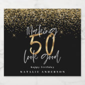 タイポグラフィモダン金ゴールドグリッターシック50th誕生日 ビールラベル (シングルラベル)