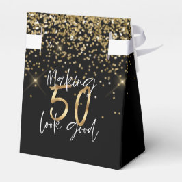 タイポグラフィモダン金ゴールドグリッターシック50th誕生日 フェイバーボックス