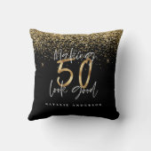 タイポグラフィモダン金ゴールドグリッター50歳の誕生日 クッション (裏面)